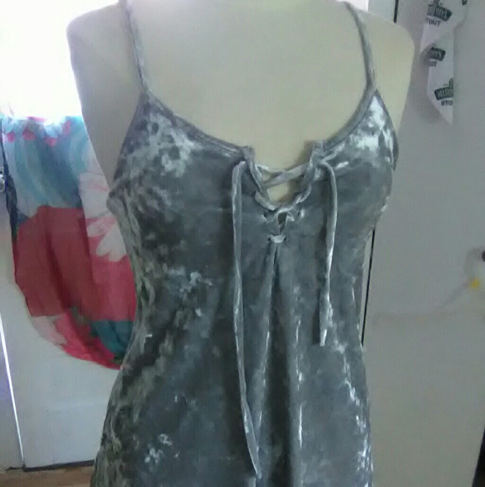 🔥💙Crushed Velvet spaghetti strap wTie up detail